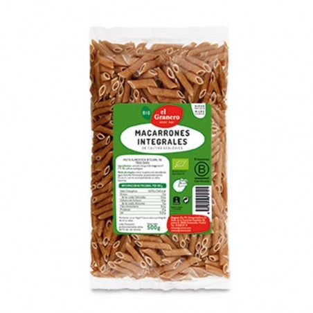 Macarrones Integrales Bio 500gr El Granero