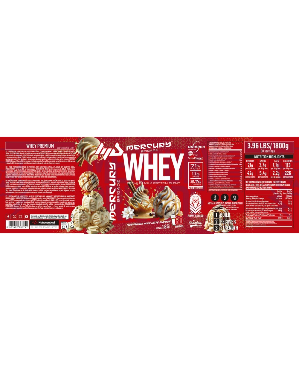 Whey Protein 1,8kg Mercury Brigade + Camiseta MrNutrition Regalo