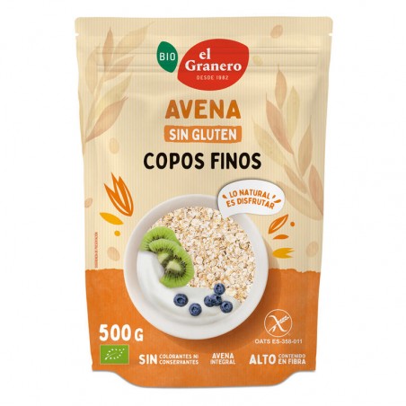 Copos finos de avena integral sin gluten Bio 500gr El Granero