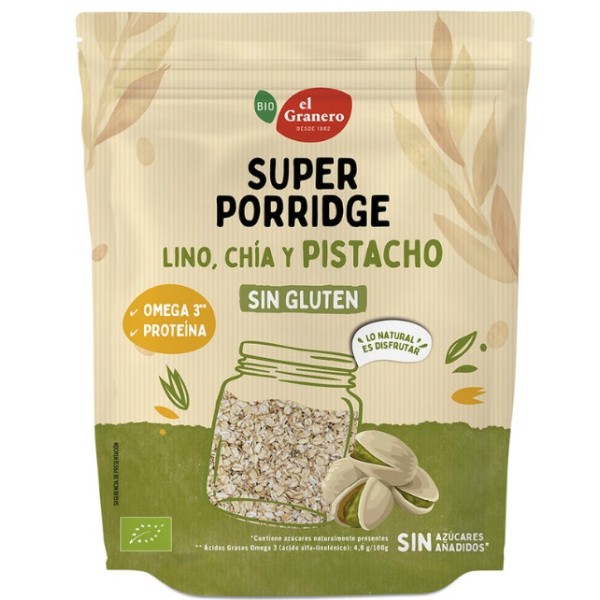 Super Porridge Pistacho sin gluten 350gr El Granero