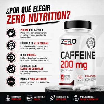 Cafeína 200 mg 60cap Zero Nutrition