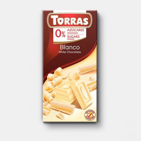 Tableta chocolate blanco 0% azúcar 75gr Torras